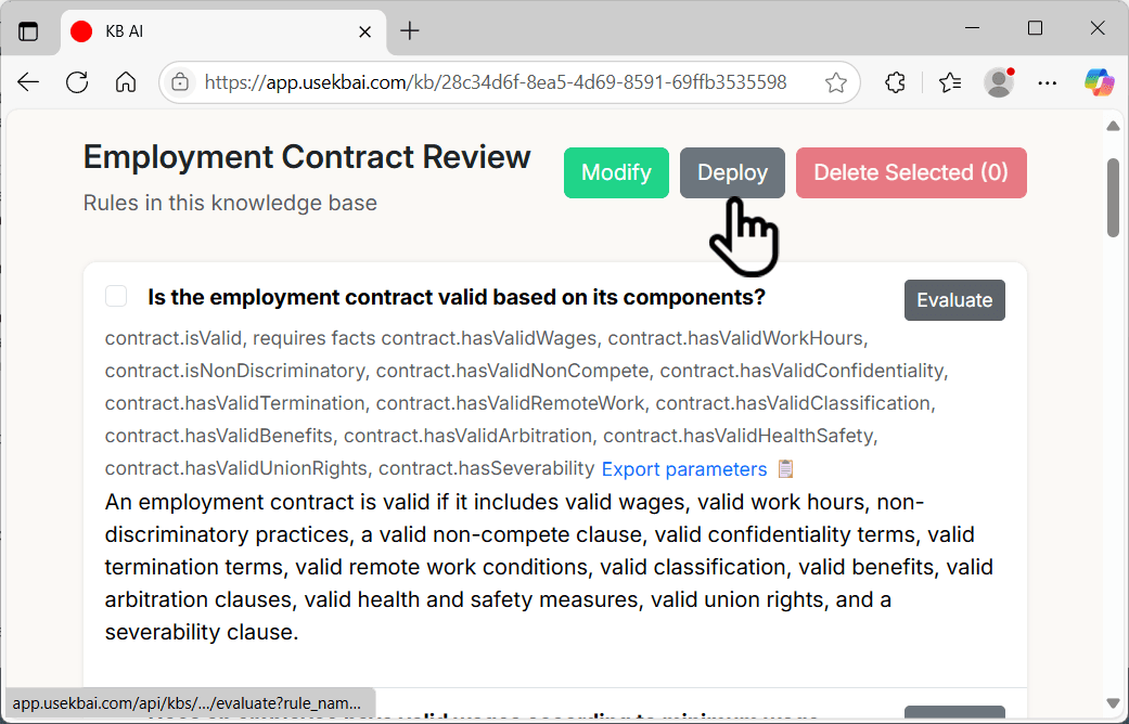 Deploy KB AI knowledge base screenshot
