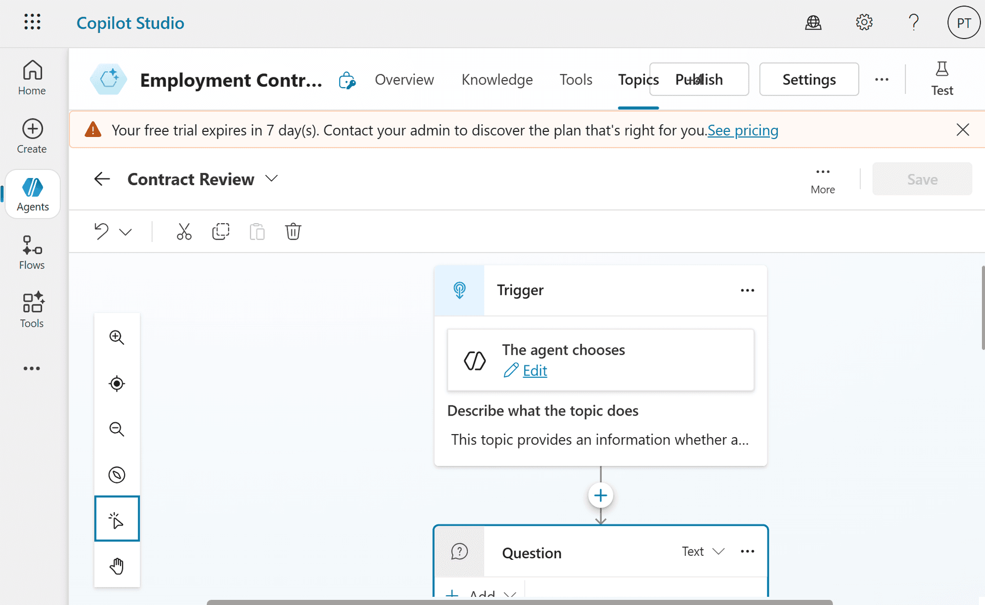 Copilot Studio user interface